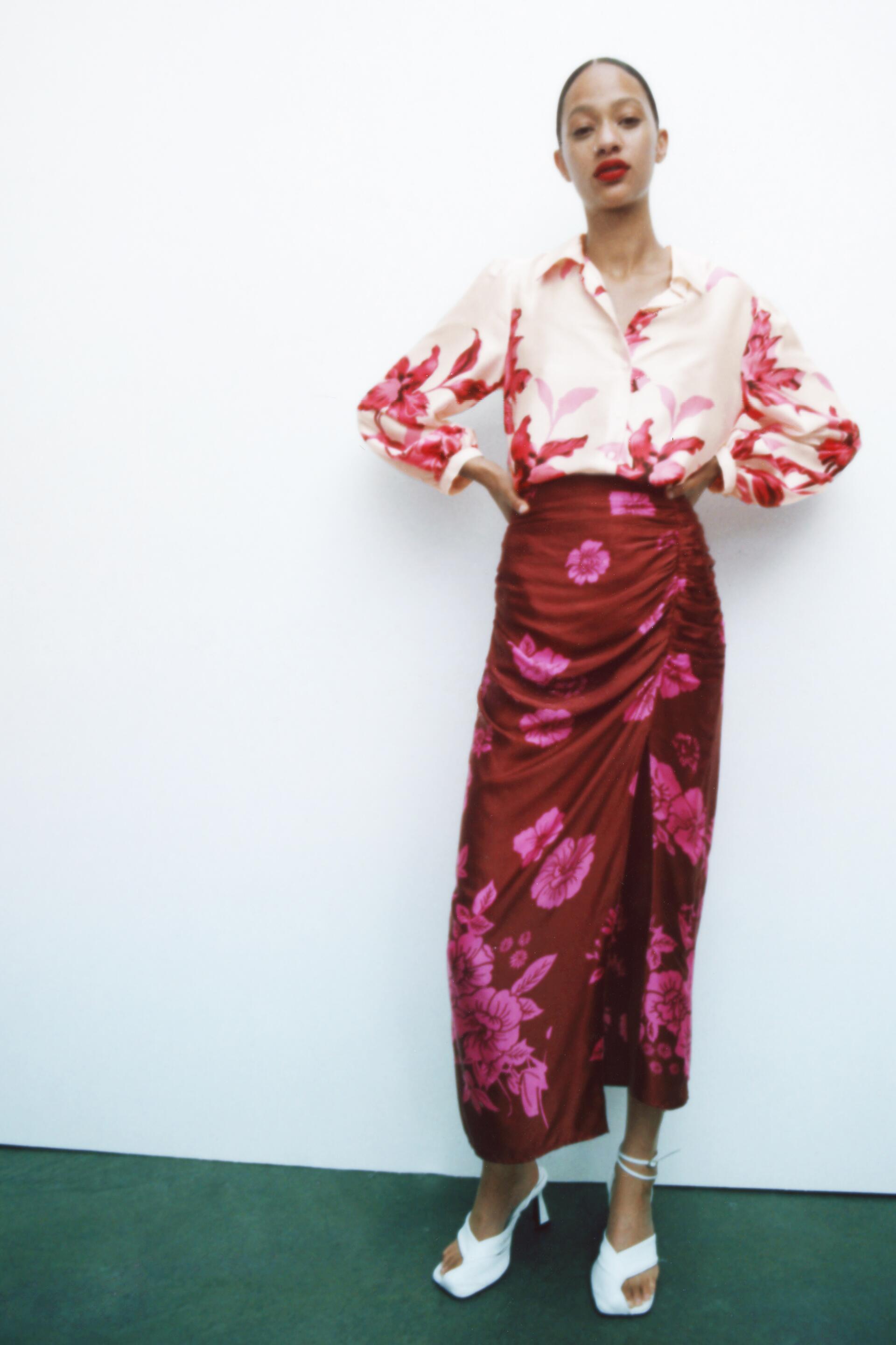 Zara printed draped skirt Clearance