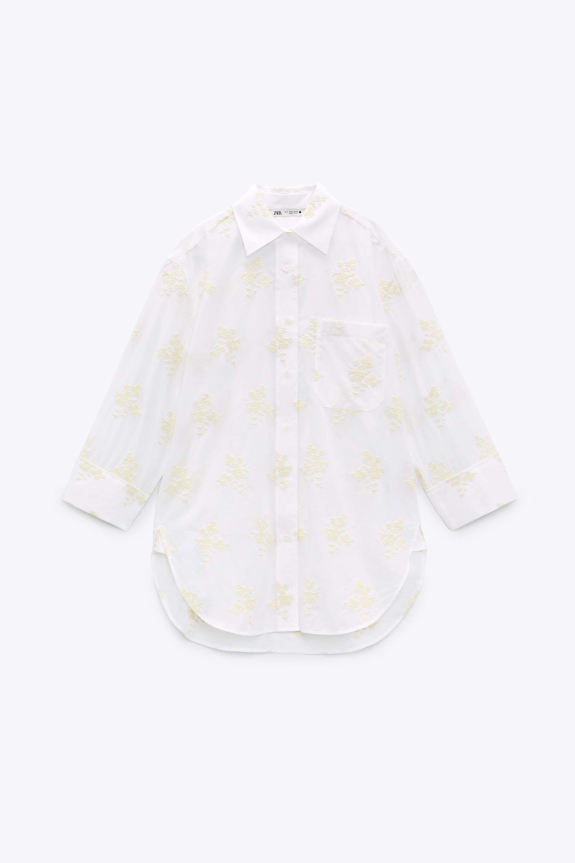 EMBROIDERED SHIRT WITH POCKET - Ecru 