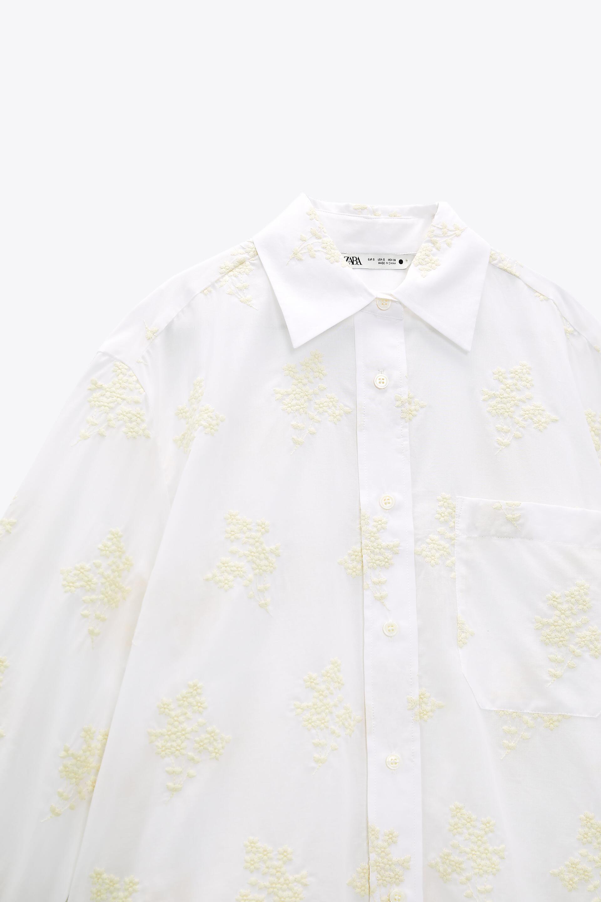 EMBROIDERED SHIRT WITH POCKET - Ecru 