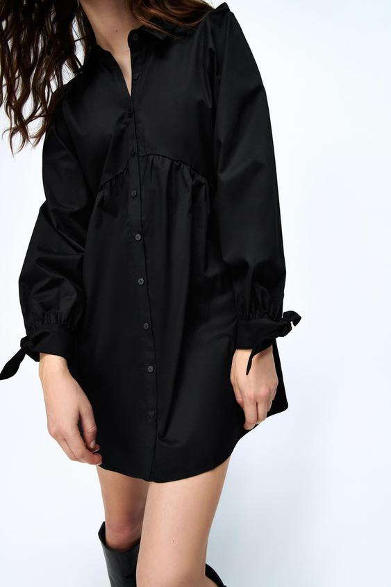 MINI DRESS WITH COLLAR - Black | ZARA 