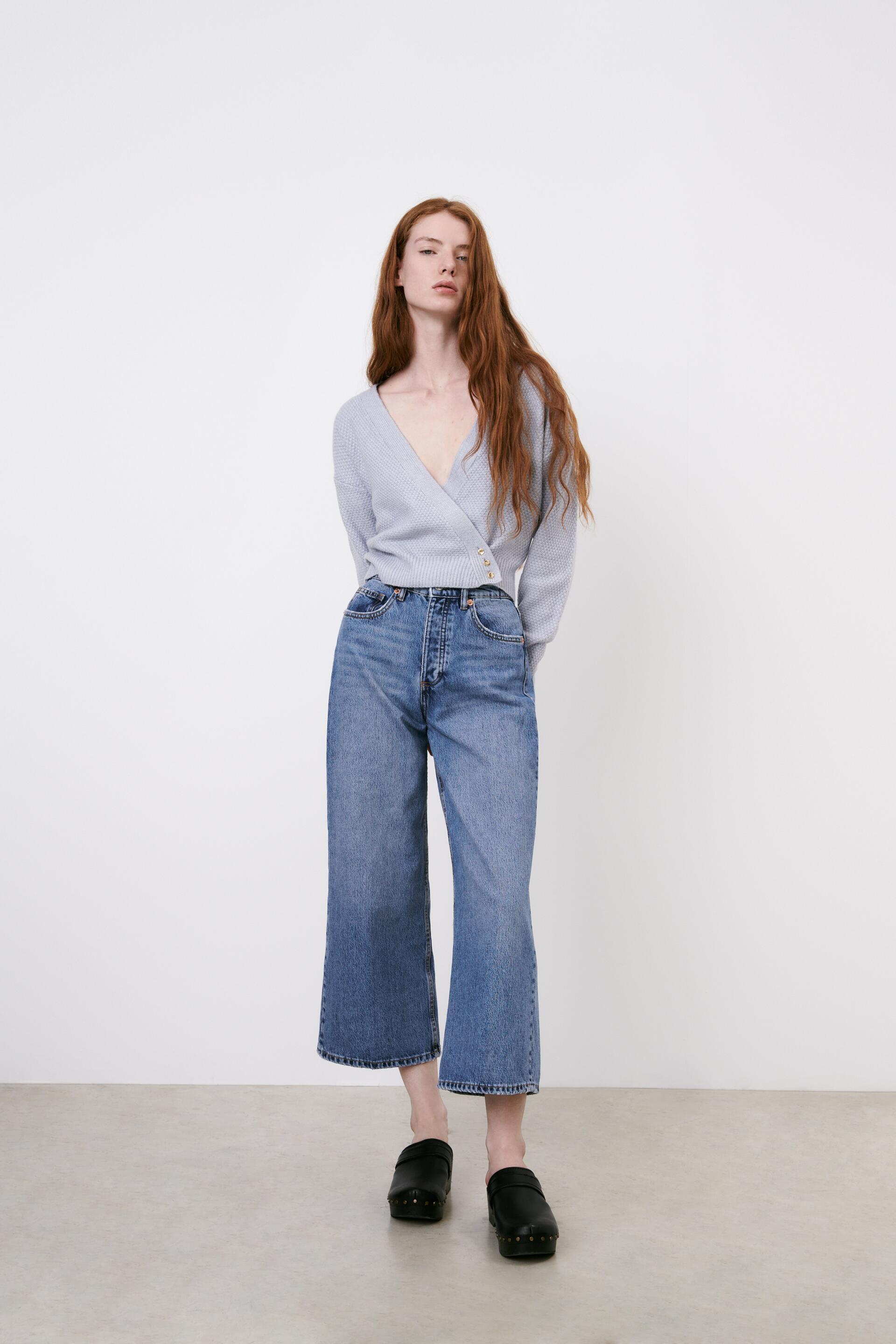 WIDE-LEG CROPPED JEANS - Black | ZARA Australia