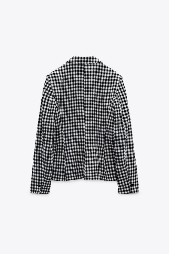 BLAZER COM LINHO XADREZ VICHY - Preto / Branco | ZARA Brasil