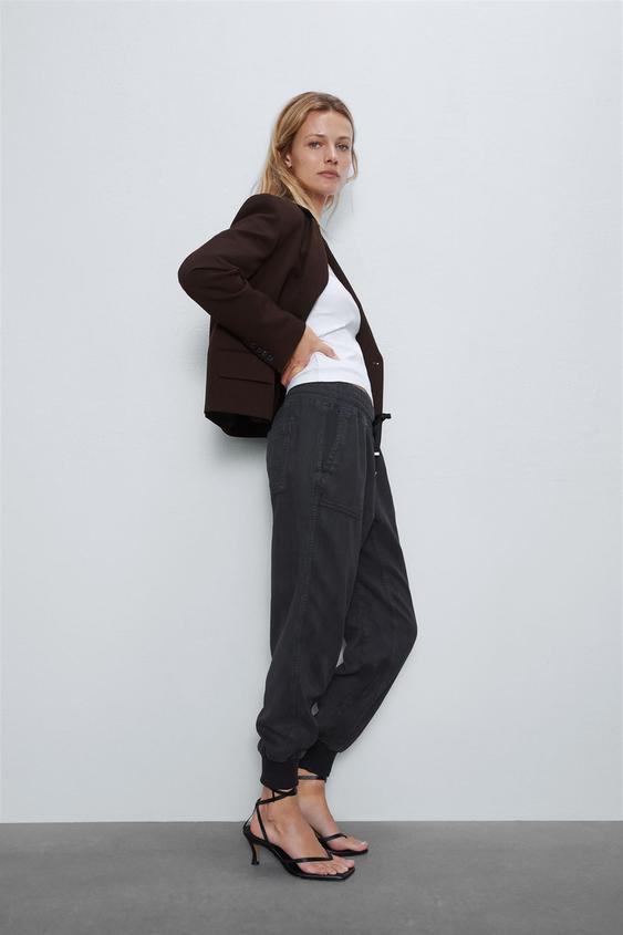 Zara slouchy jogging trousers clearance