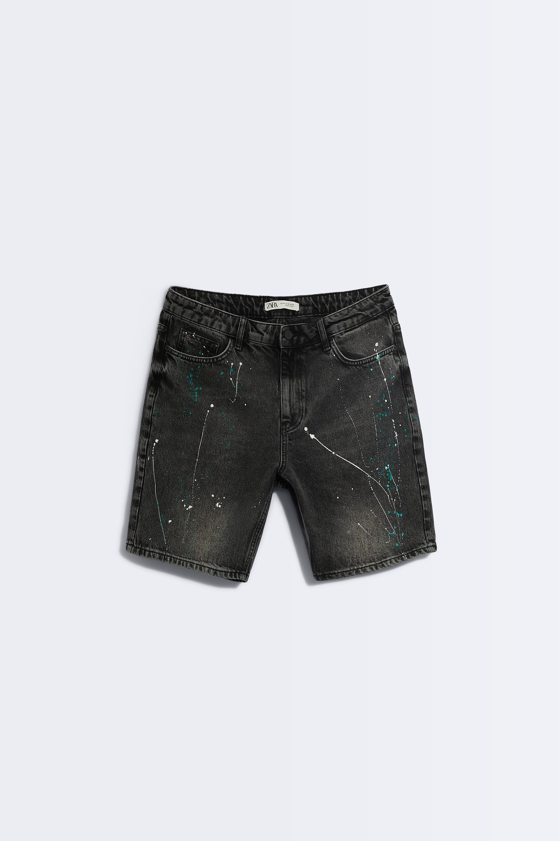 BERMUDA DENIM SALPICADURAS - Negro | ZARA Chile