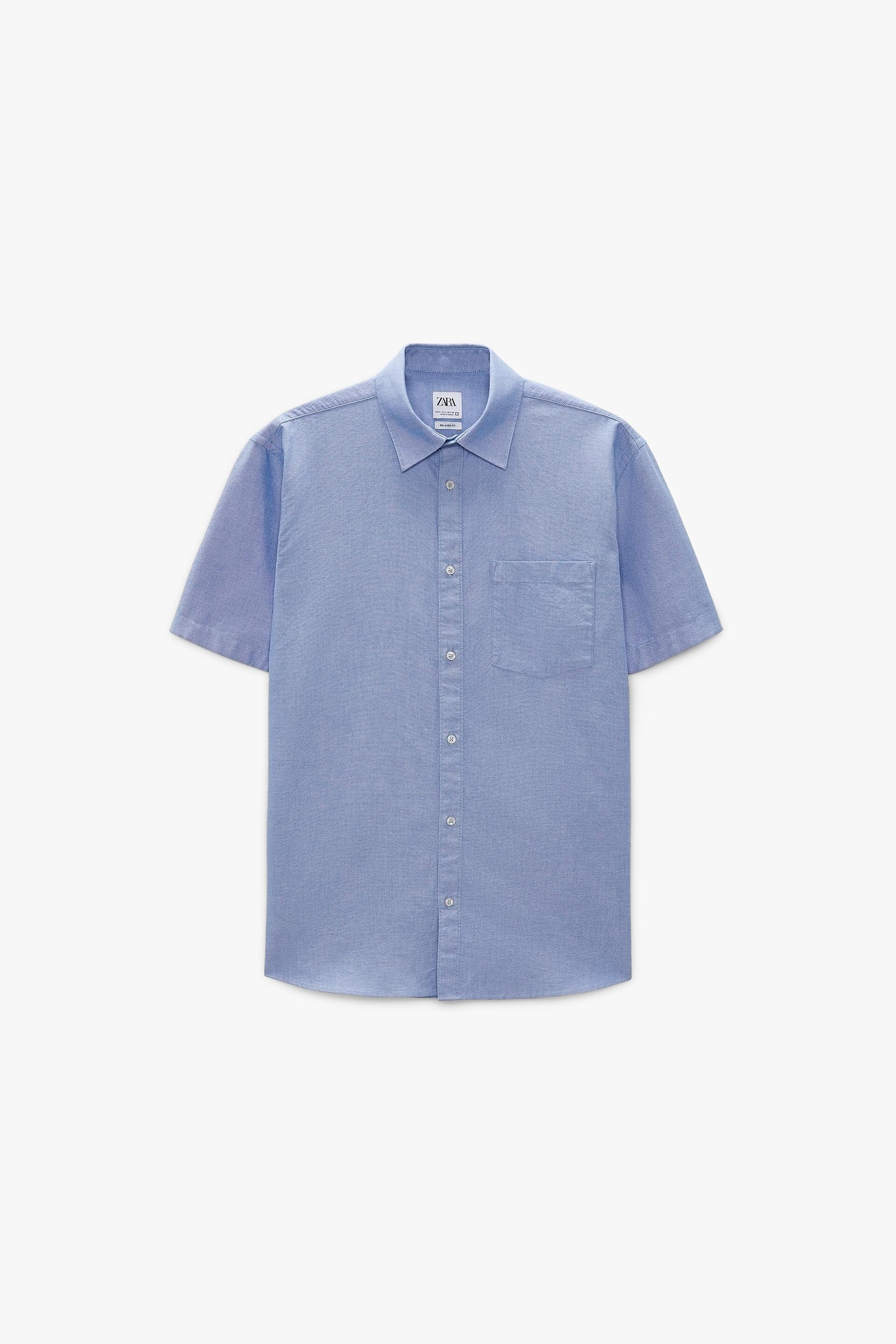 zara blue and white shirt
