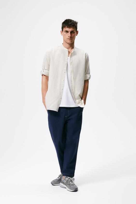 TEXTURED LINEN/COTTON SHIRT - Natural 
