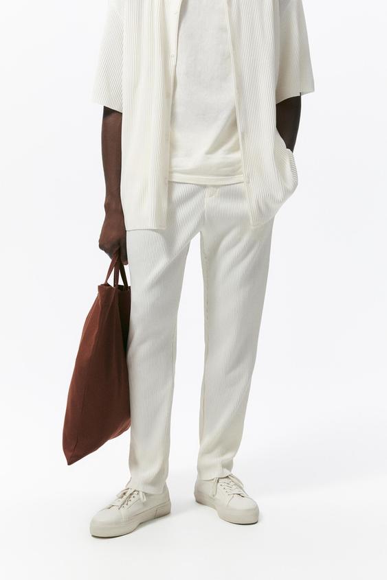 OVERSIZE PLEATED TROUSERS - Oyster 