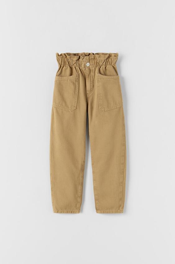 PAPERBAG TROUSERS WITH POCKETS - camel 