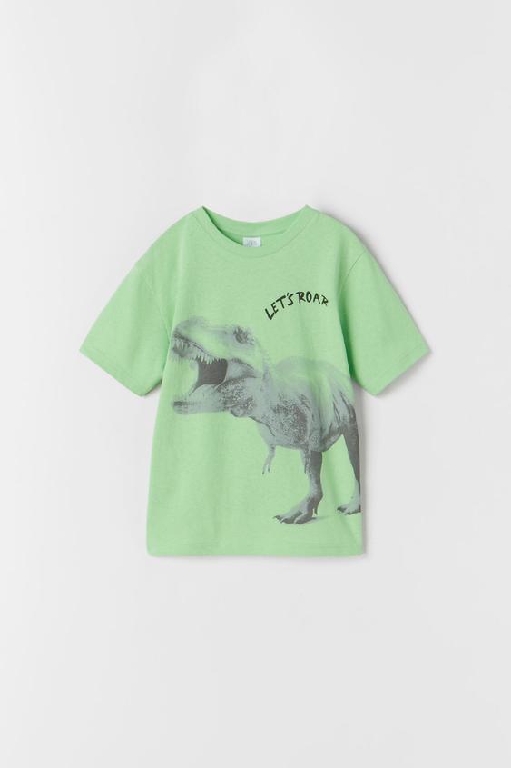 T-REX DINOSAUR T-SHIRT - Green | ZARA 