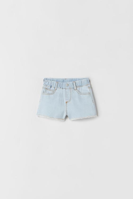 FRAYED DENIM BERMUDA SHORTS - Light blue | ZARA Australia