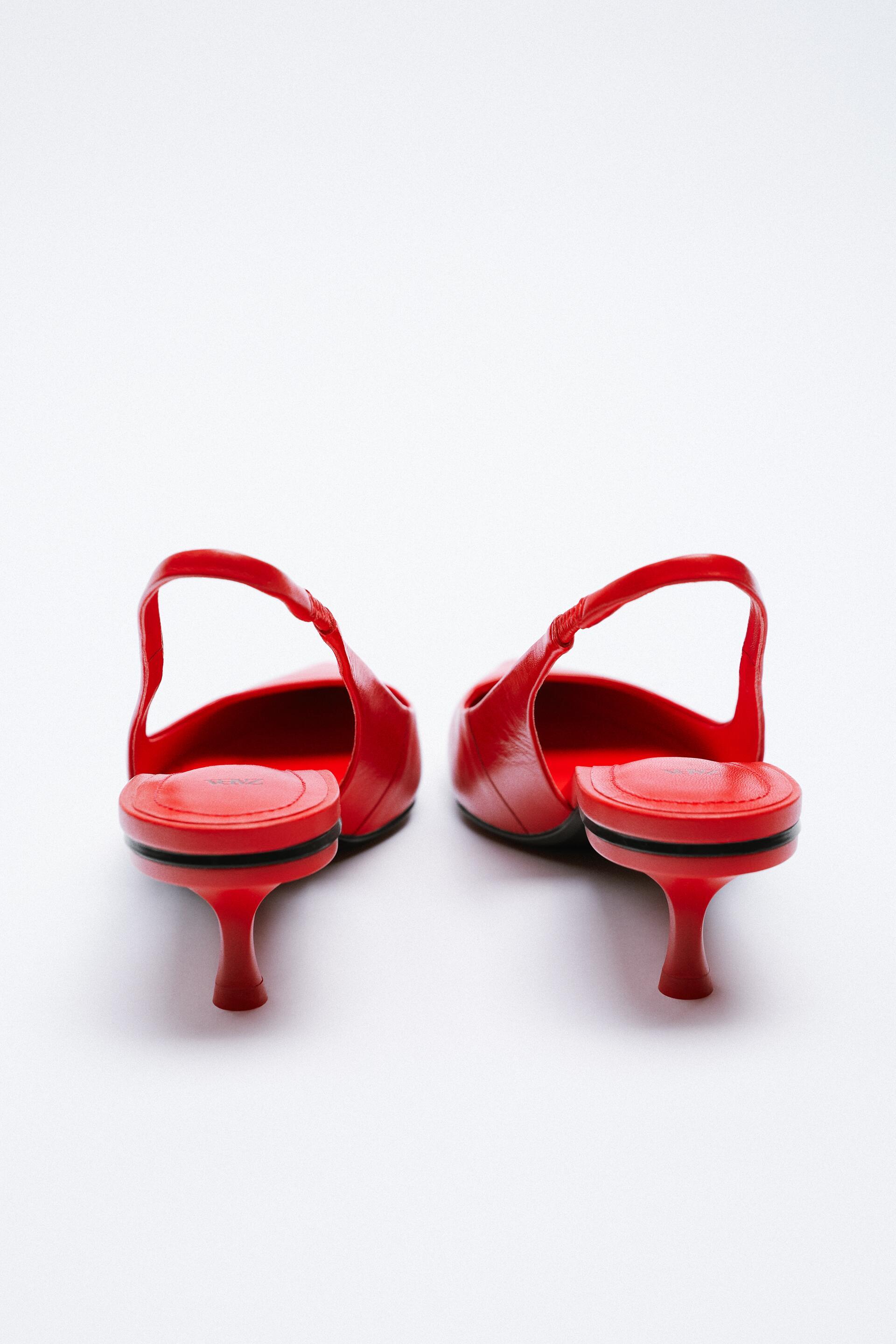 zara red kitten heels