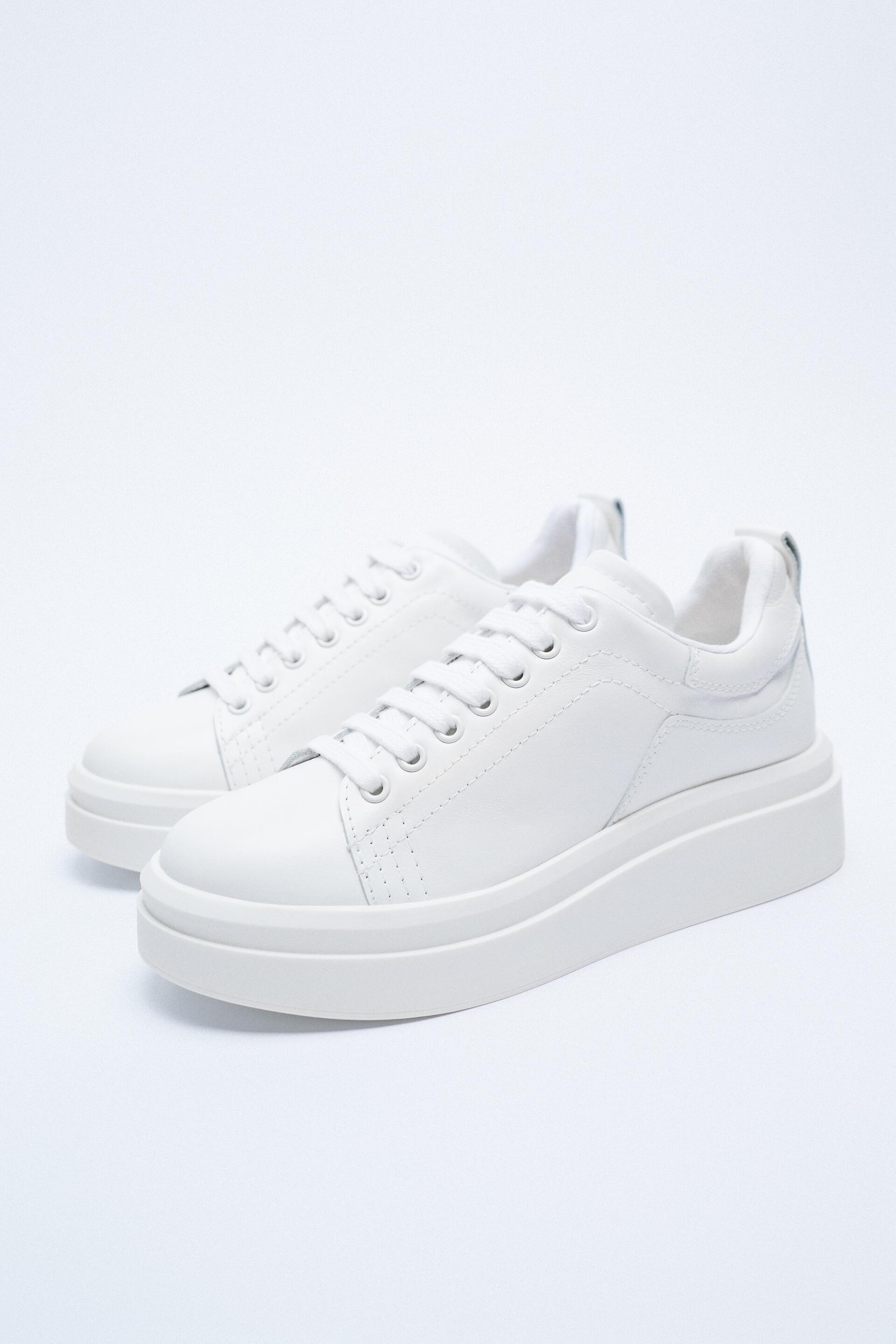 black platform trainers zara