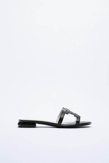 SANDALIA PLANA VINILO - Negro | ZARA Chile