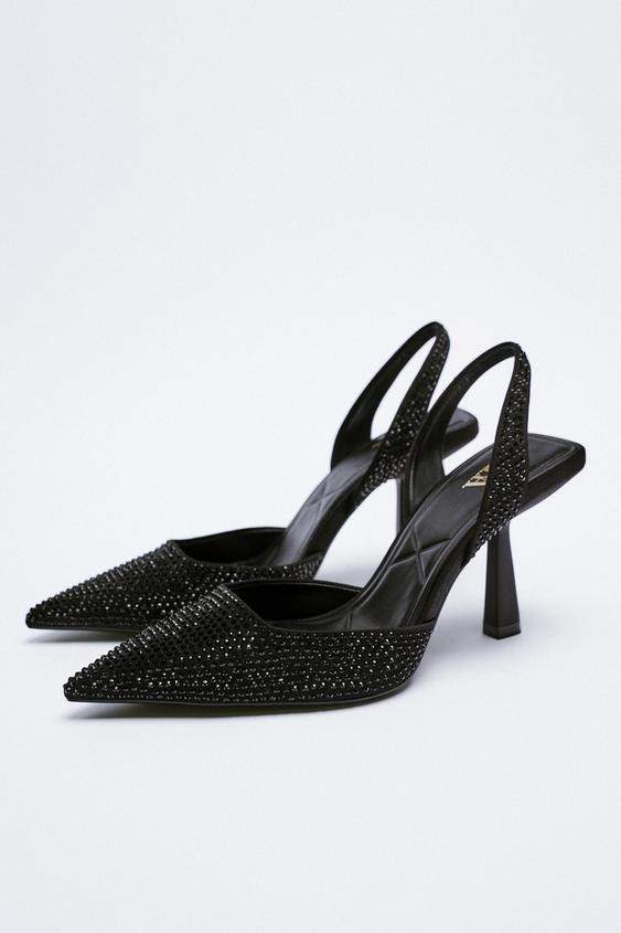 black mid high heels