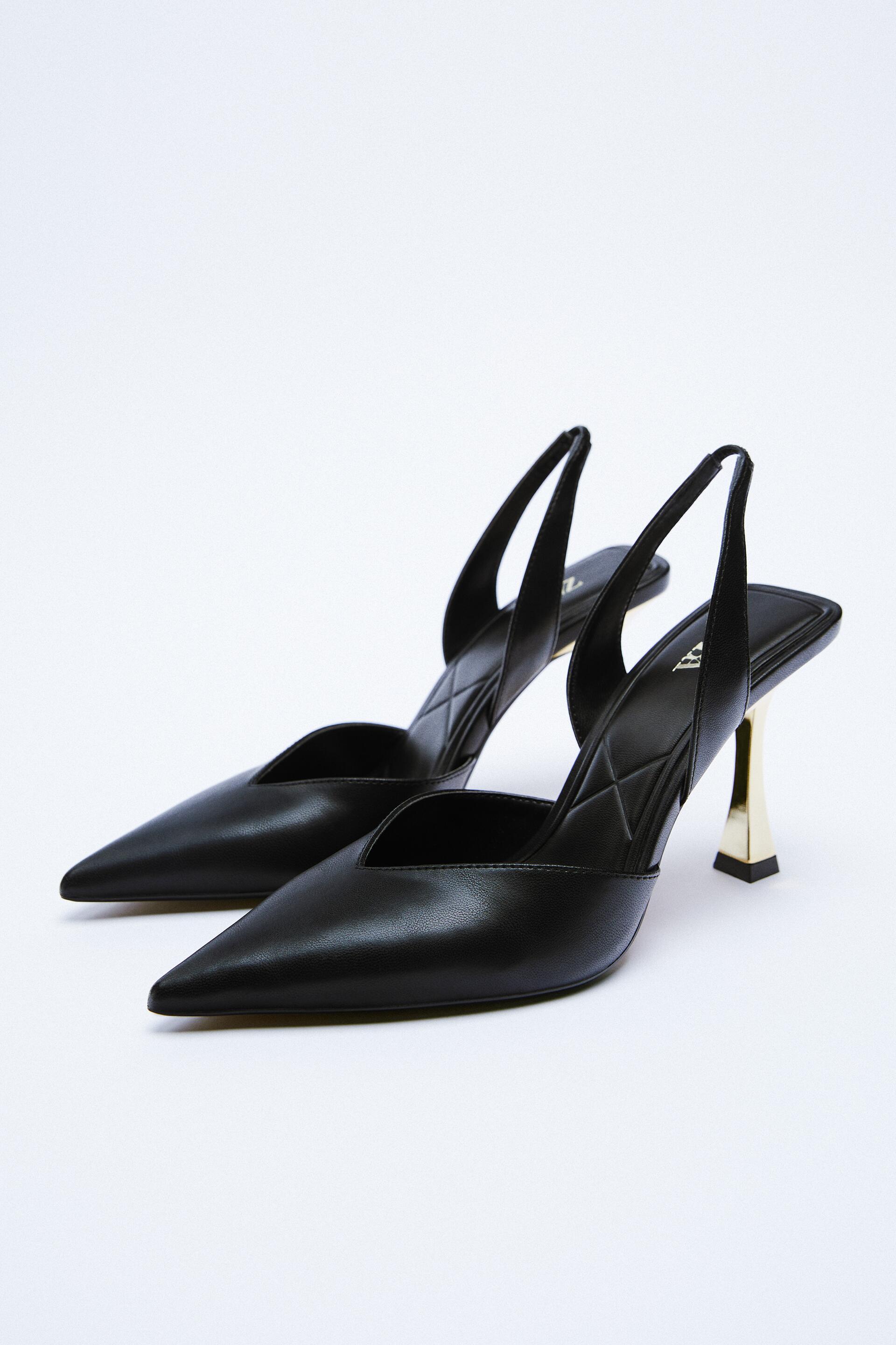 ZAPATO TACÓN METALIZADO DESTALONADO - Negro | ZARA Chile