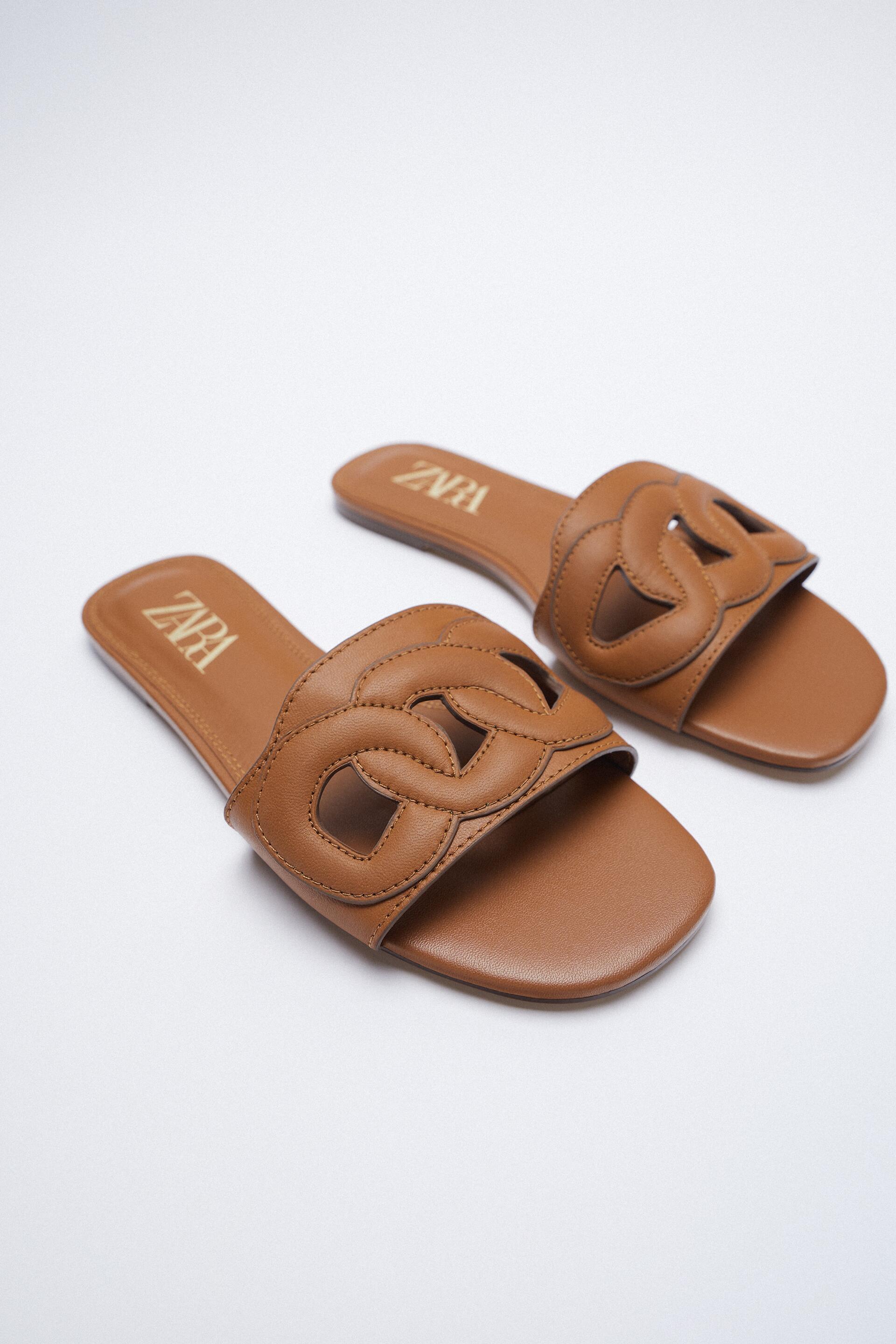 zara brown slippers