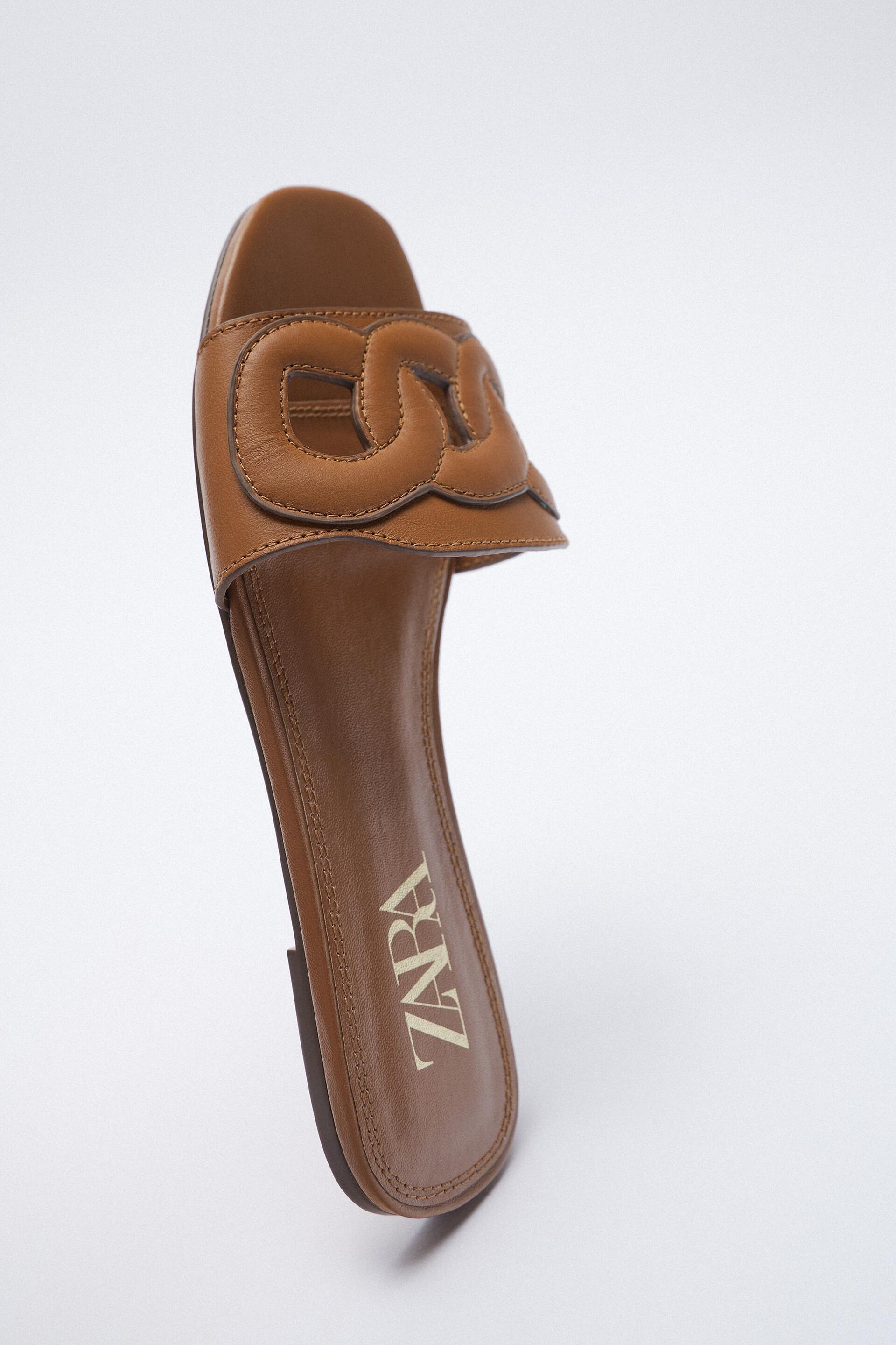 zara brown slippers