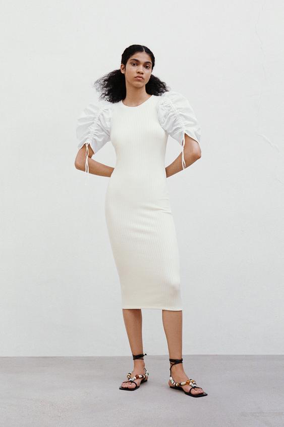 リブ パフスリーブ ワンピース Zara Japan 日本 リブ パフスリーブ ワンピース Zara Japan 日本