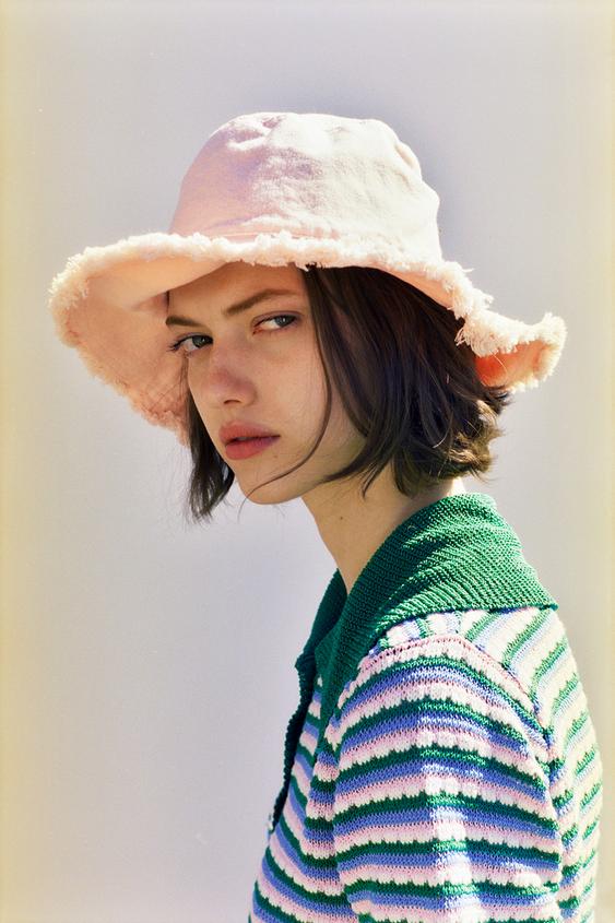 COTTON BUCKET HAT - Neon orange | ZARA 