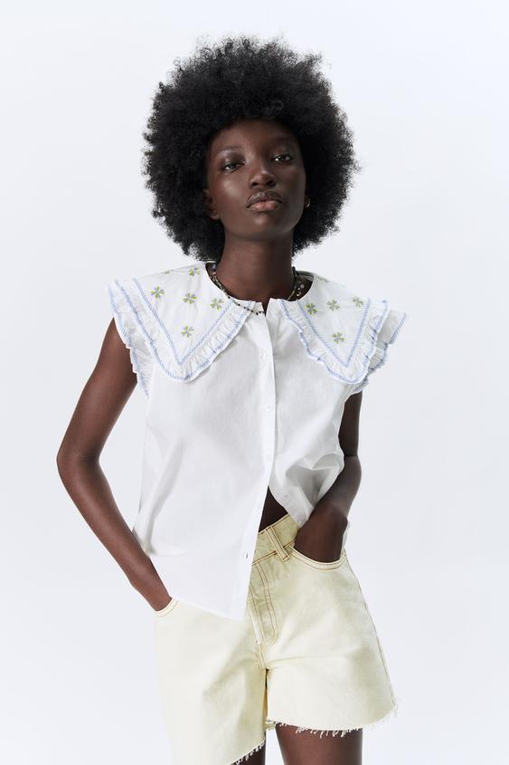 Poplin top zara clearance