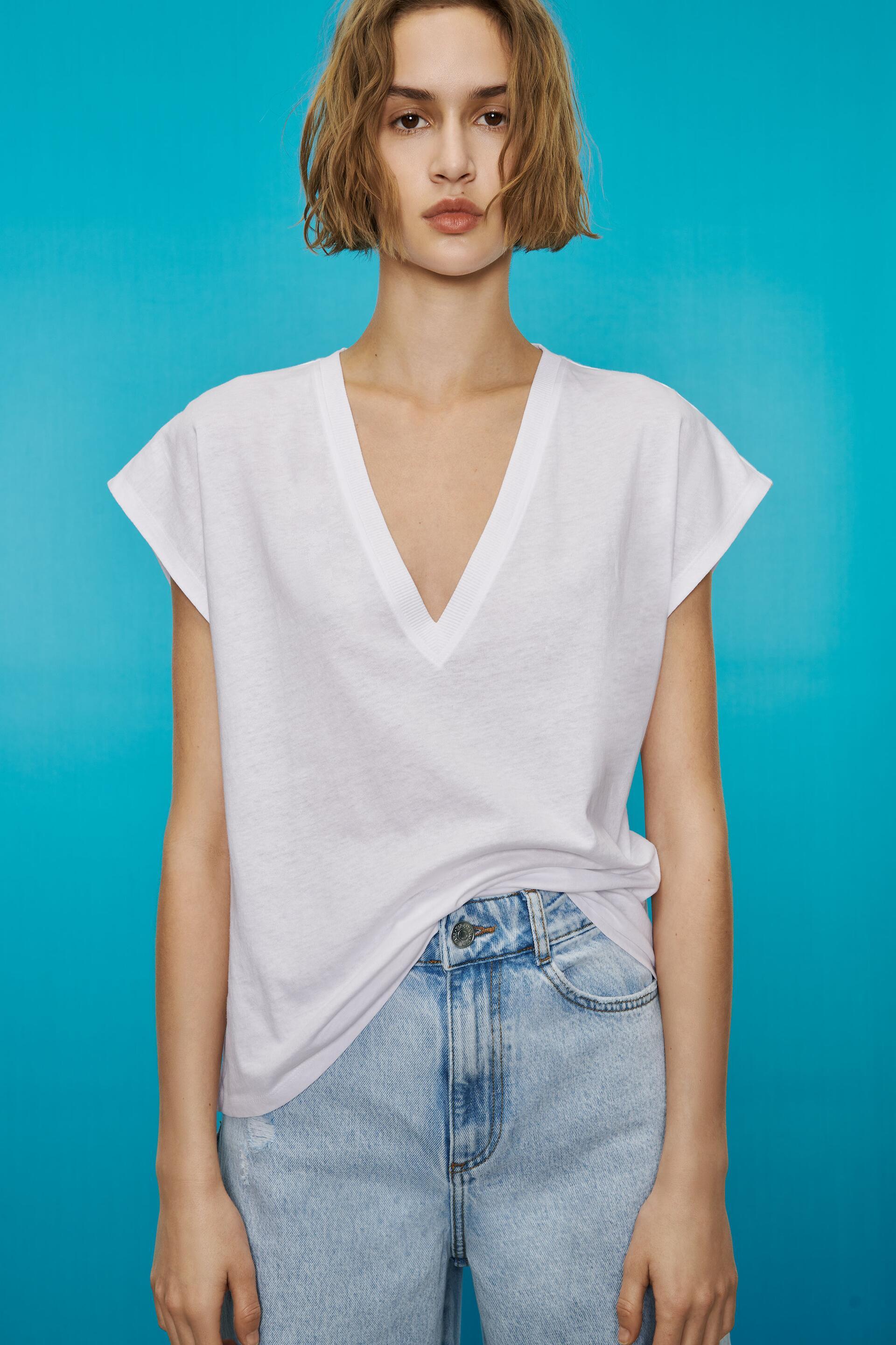 zara basic v neck t shirt