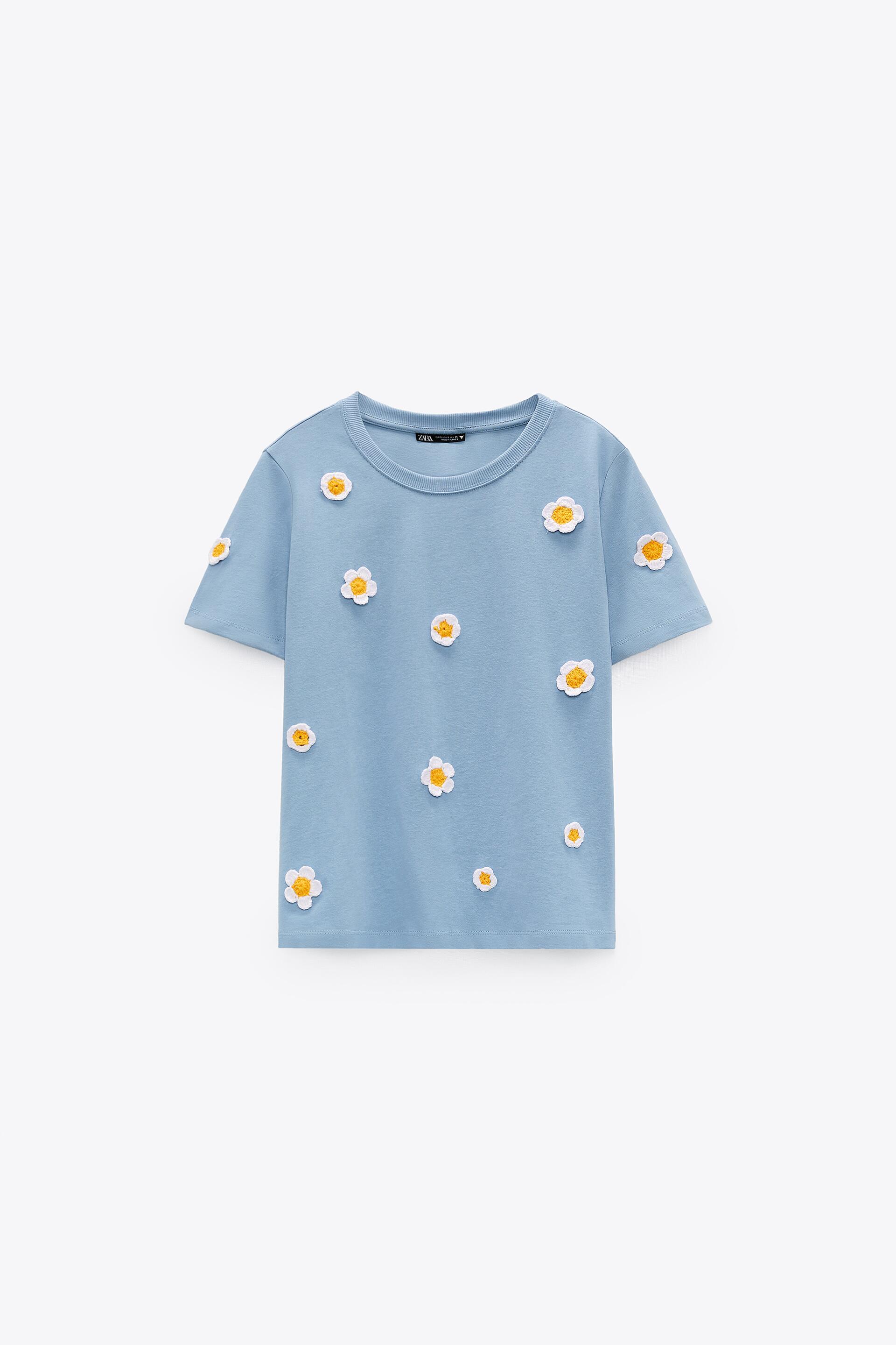 マーガレット刺繍入りtシャツ Zara Japan 日本 マーガレット刺繍入りtシャツ Zara Japan 日本