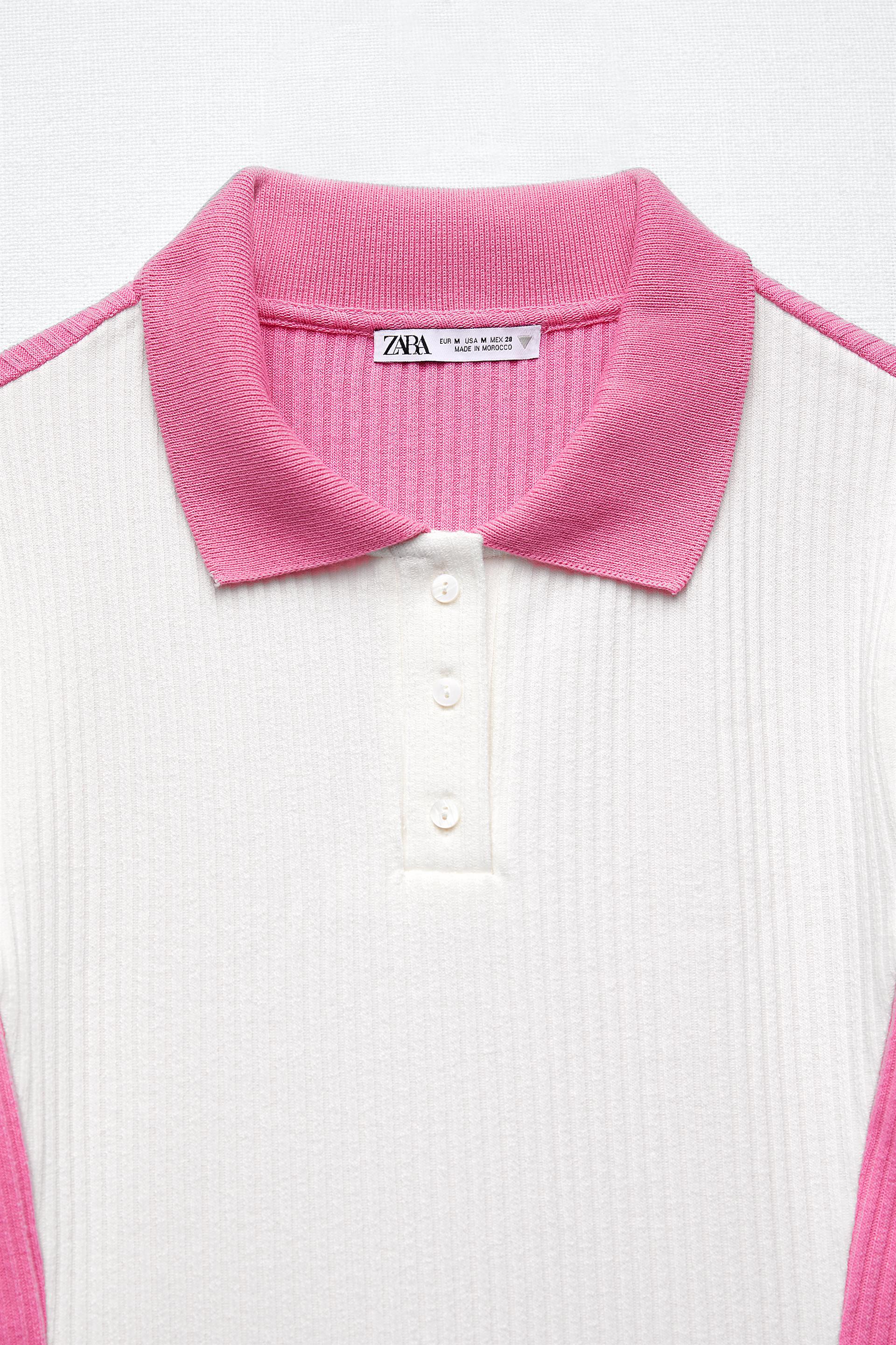 Zara DRESS WITH CONTRASTING RIB TRIM 
