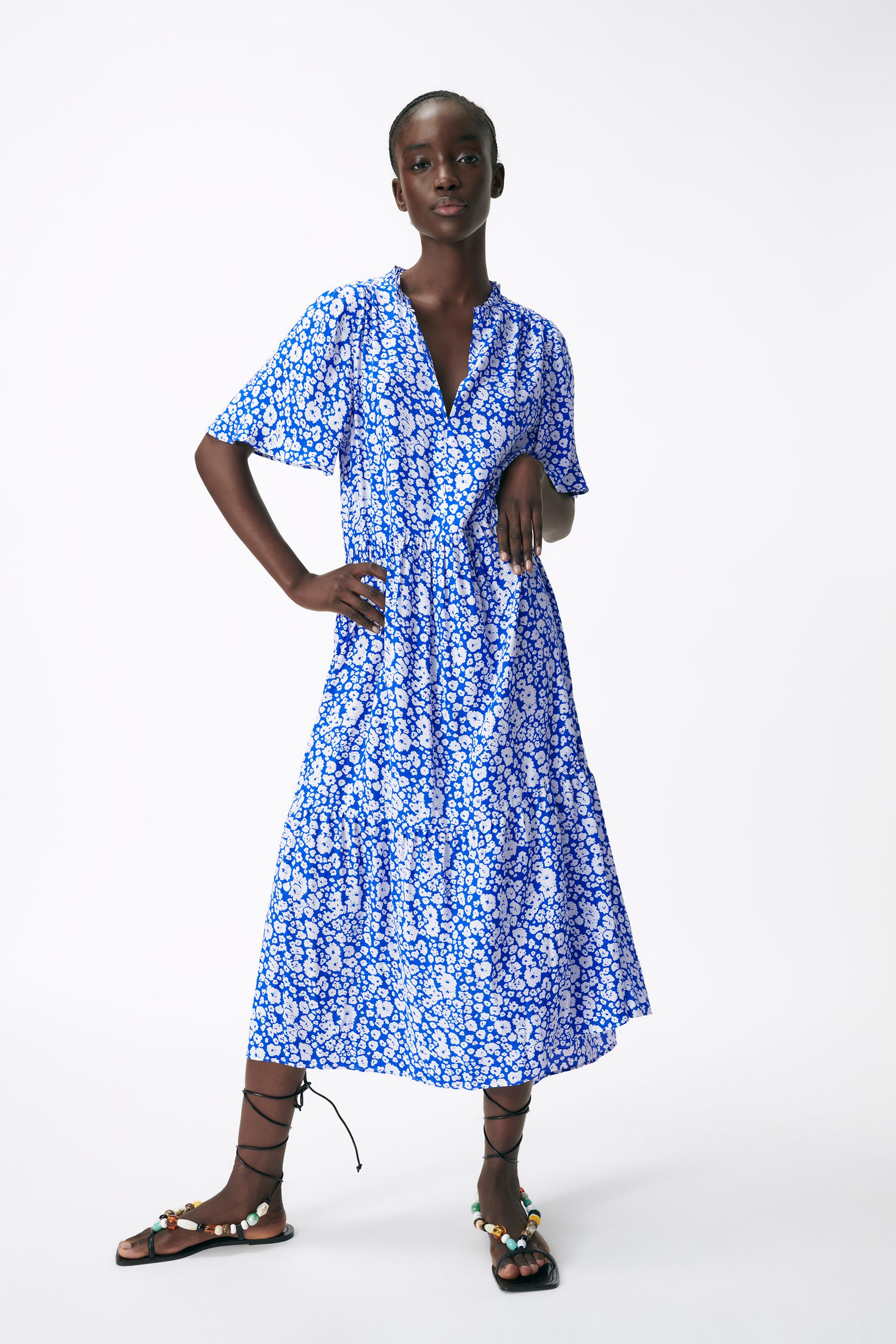 ZARA Volumineuse Imprimé Floral Robe Taille XS-Extra Small-Bnwt