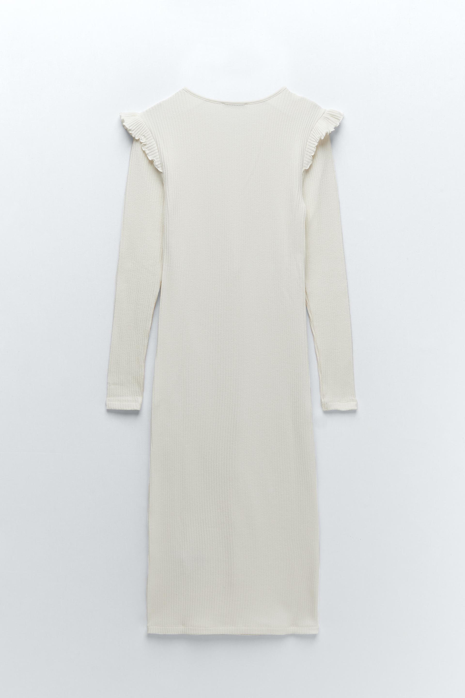 フリルトリム付きリブ編みワンピース Zara Japan 日本 フリルトリム付きリブ編みワンピース Zara Japan 日本
