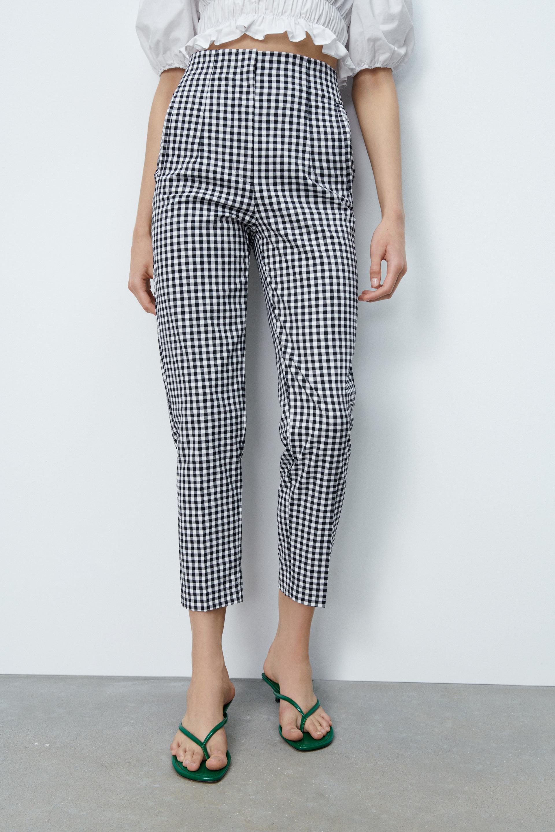 ハイライズ ギンガムチェック パンツ ホワイト ブラック Zara Japan 日本 ハイライズ ギンガムチェック パンツ ホワイト ブラック Zara Japan 日本
