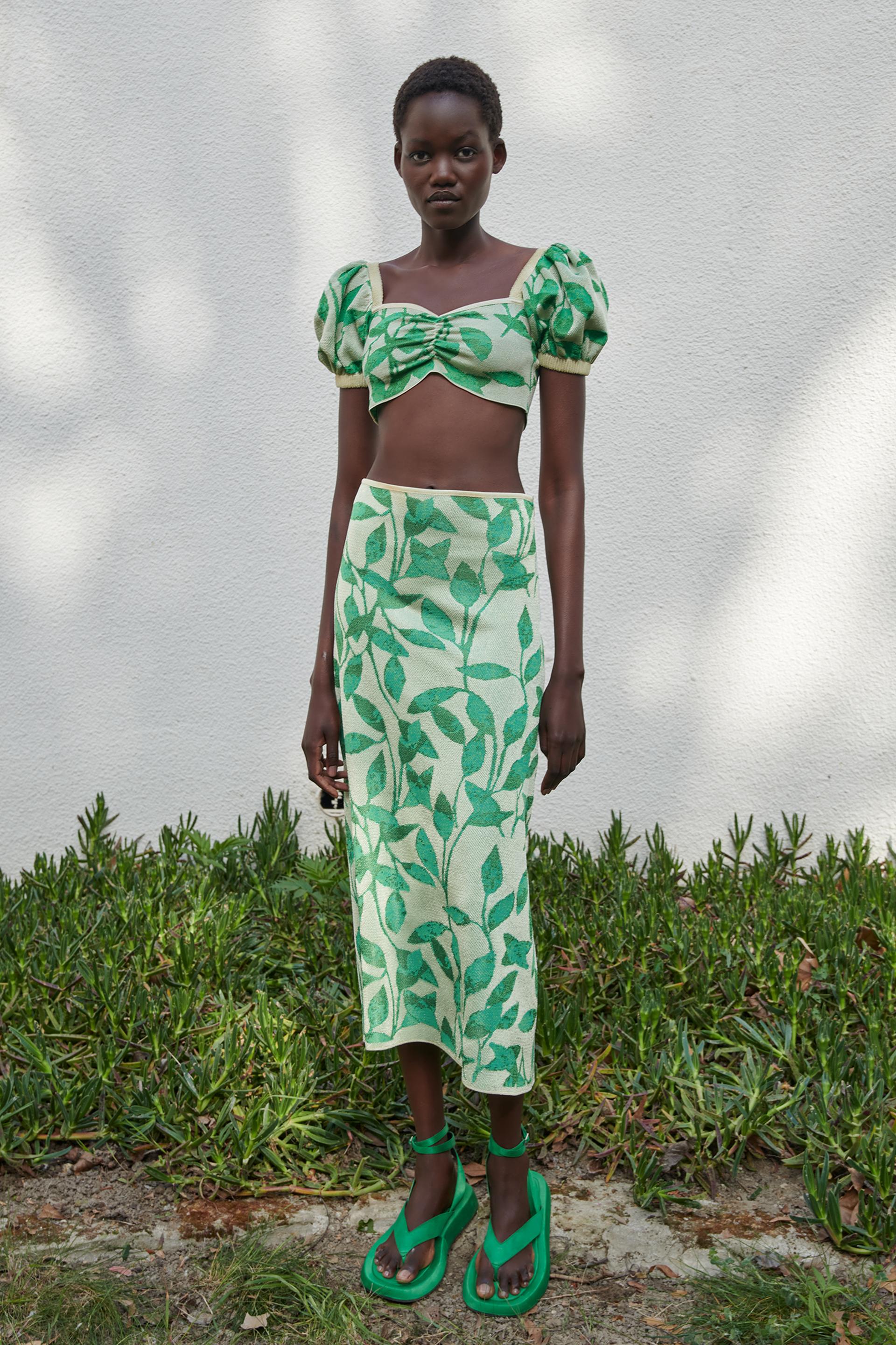 Green knit crop top clearance