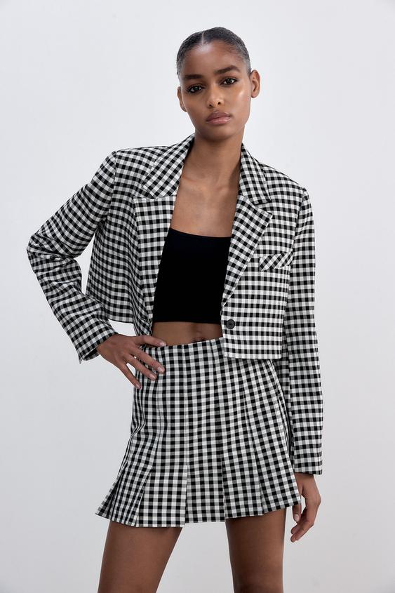 Zara gingham blazer clearance