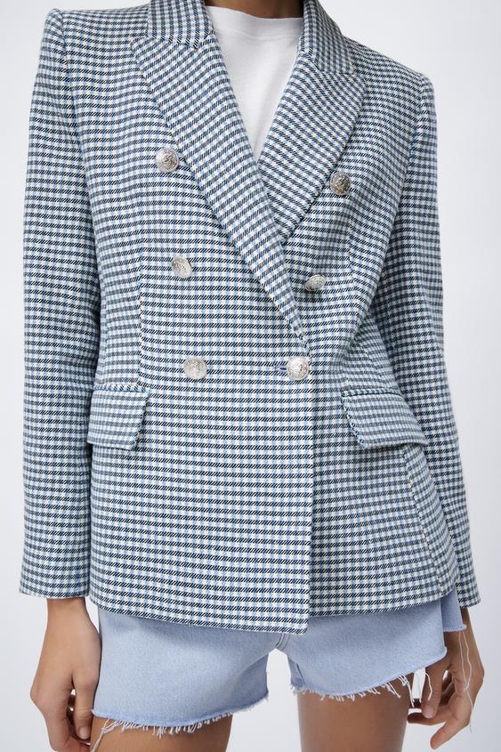 千鳥格子柄ダブルブレスト仕様ブレザー Zara Japan 日本 千鳥格子柄ダブルブレスト仕様ブレザー Zara Japan 日本