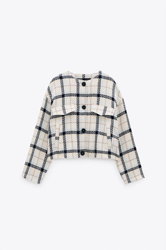 テクスチャーチェック柄シャツジャケット Zara Japan 日本 テクスチャーチェック柄シャツジャケット Zara Japan 日本