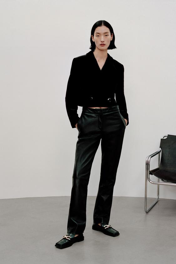Zara cropped velvet blazer Clearance
