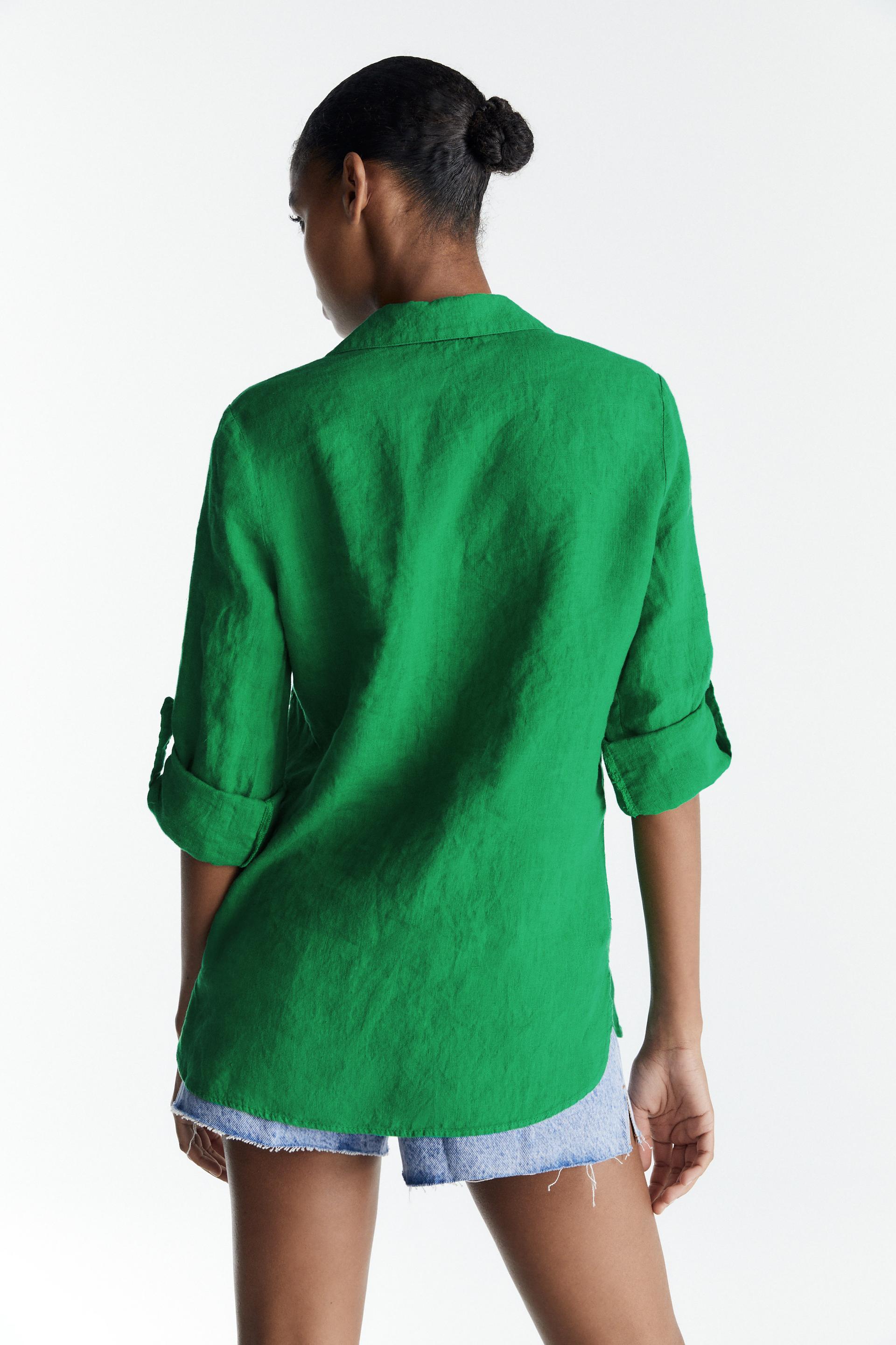 BASIC LINEN SHIRT - Green | ZARA United 
