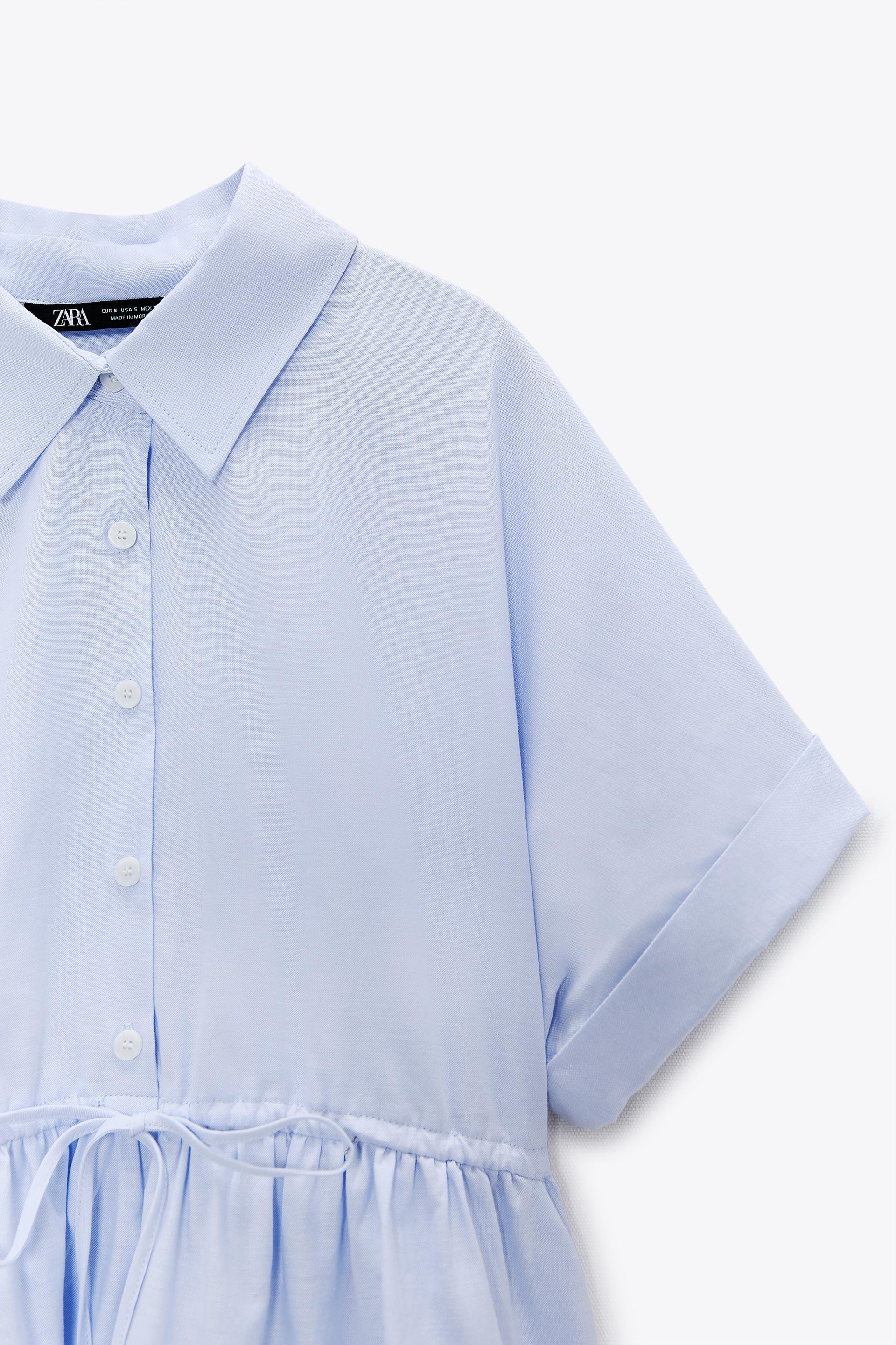 オックスフォード パネル ワンピース 空色 Zara Japan 日本 オックスフォード パネル ワンピース 空色 Zara Japan 日本