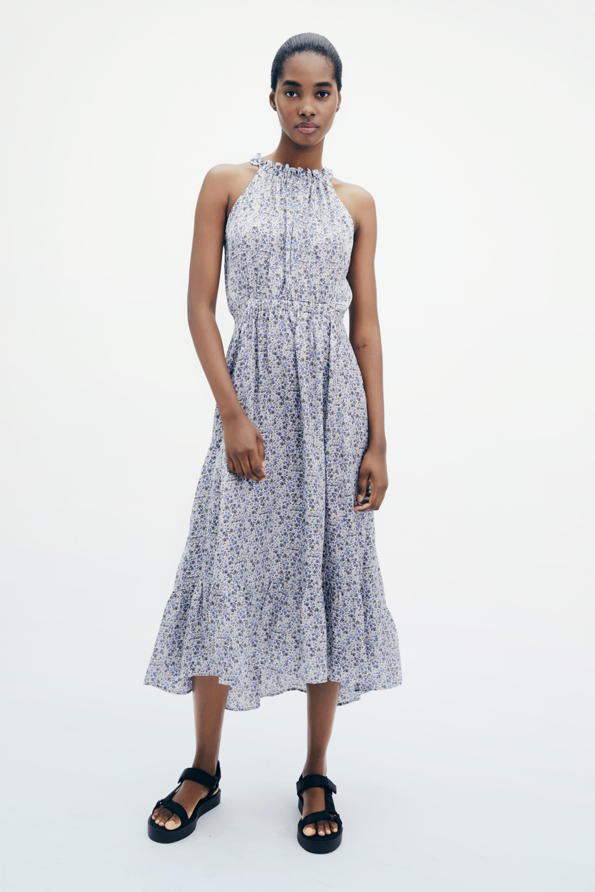 フラワー柄ホルターネックワンピース Zara Japan 日本 フラワー柄ホルターネックワンピース Zara Japan 日本