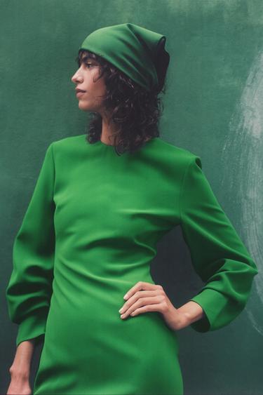 zara poplin dress with gathered detail