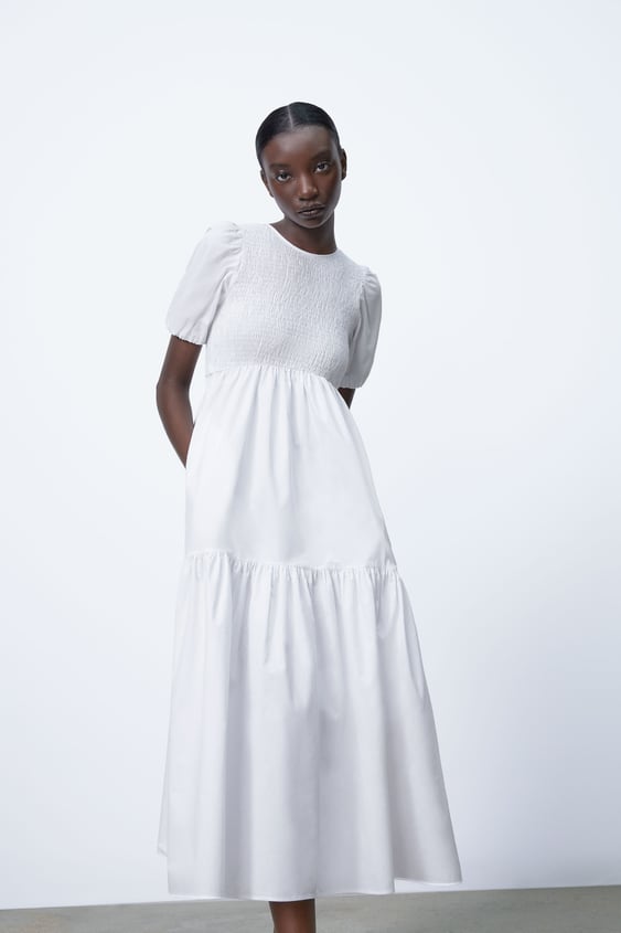 Image 1 of MIDI DRESS WITH SMOCKED DETAIL from Zara