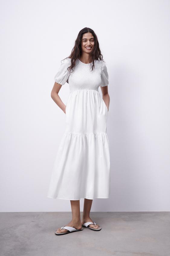 ポプリン パネル ミディワンピース Zara Japan 日本 ポプリン パネル ミディワンピース Zara Japan 日本