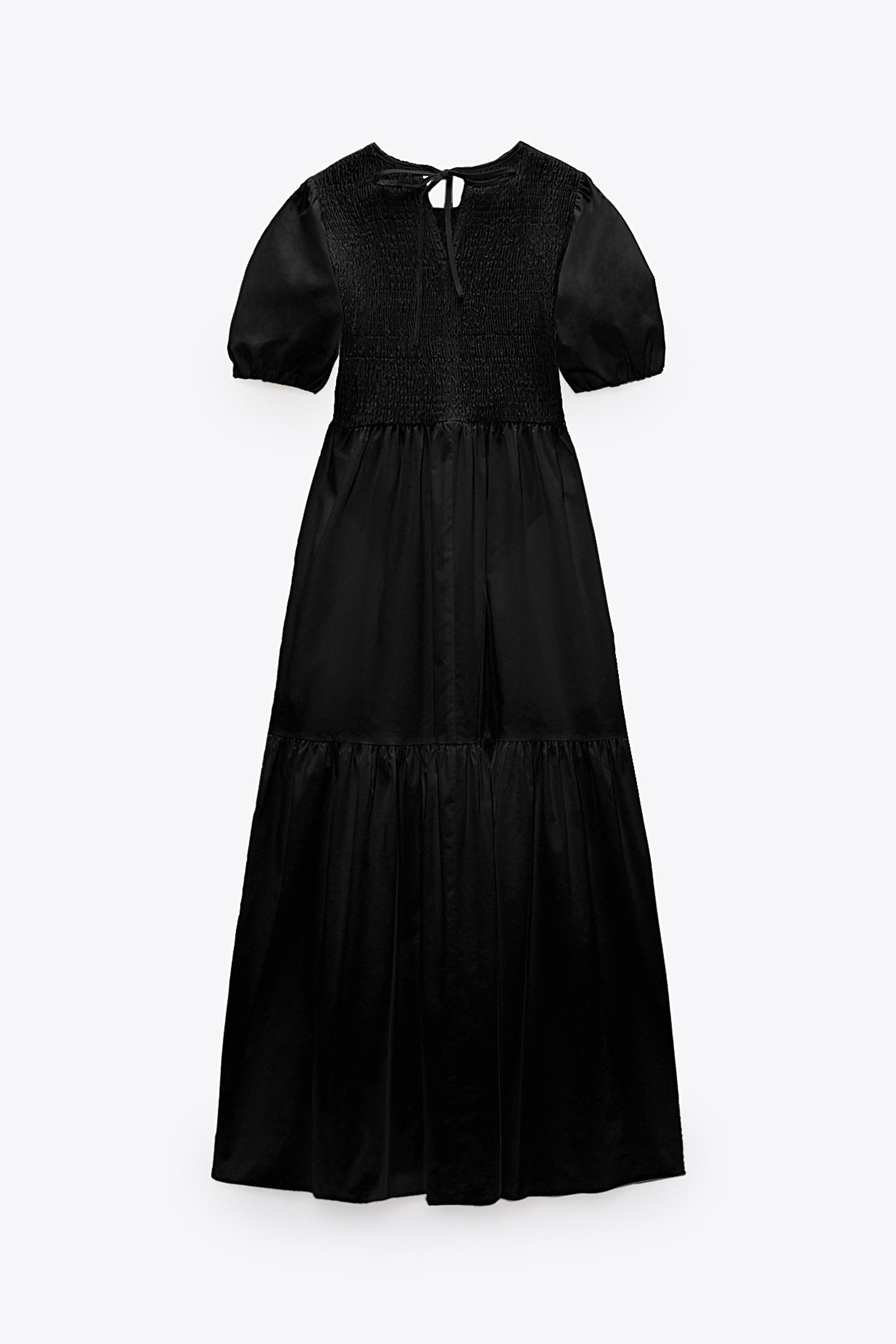 ポプリン パネル ミディワンピース ブラック Zara Japan 日本 ポプリン パネル ミディワンピース ブラック Zara Japan 日本