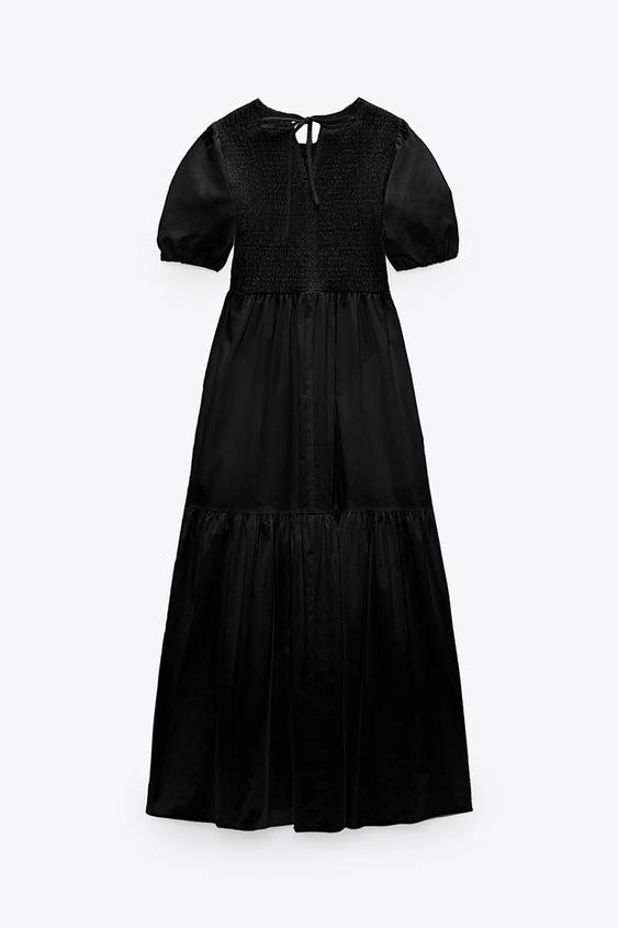 ポプリン パネル ミディワンピース ブラック Zara Japan 日本 ポプリン パネル ミディワンピース ブラック Zara Japan 日本