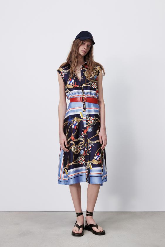 ベルト付きプリント柄ワンピース Zara Japan 日本 ベルト付きプリント柄ワンピース Zara Japan 日本