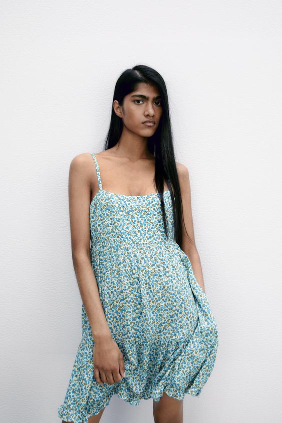 zara floral print mini dress