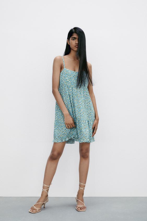 zara floral print mini dress