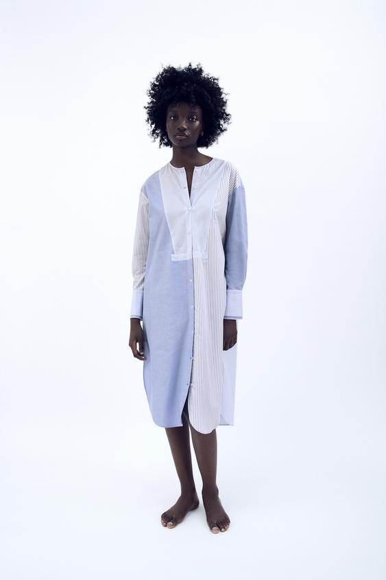 パッチワークデザインシャツワンピース Zara Japan 日本 パッチワークデザインシャツワンピース Zara Japan 日本