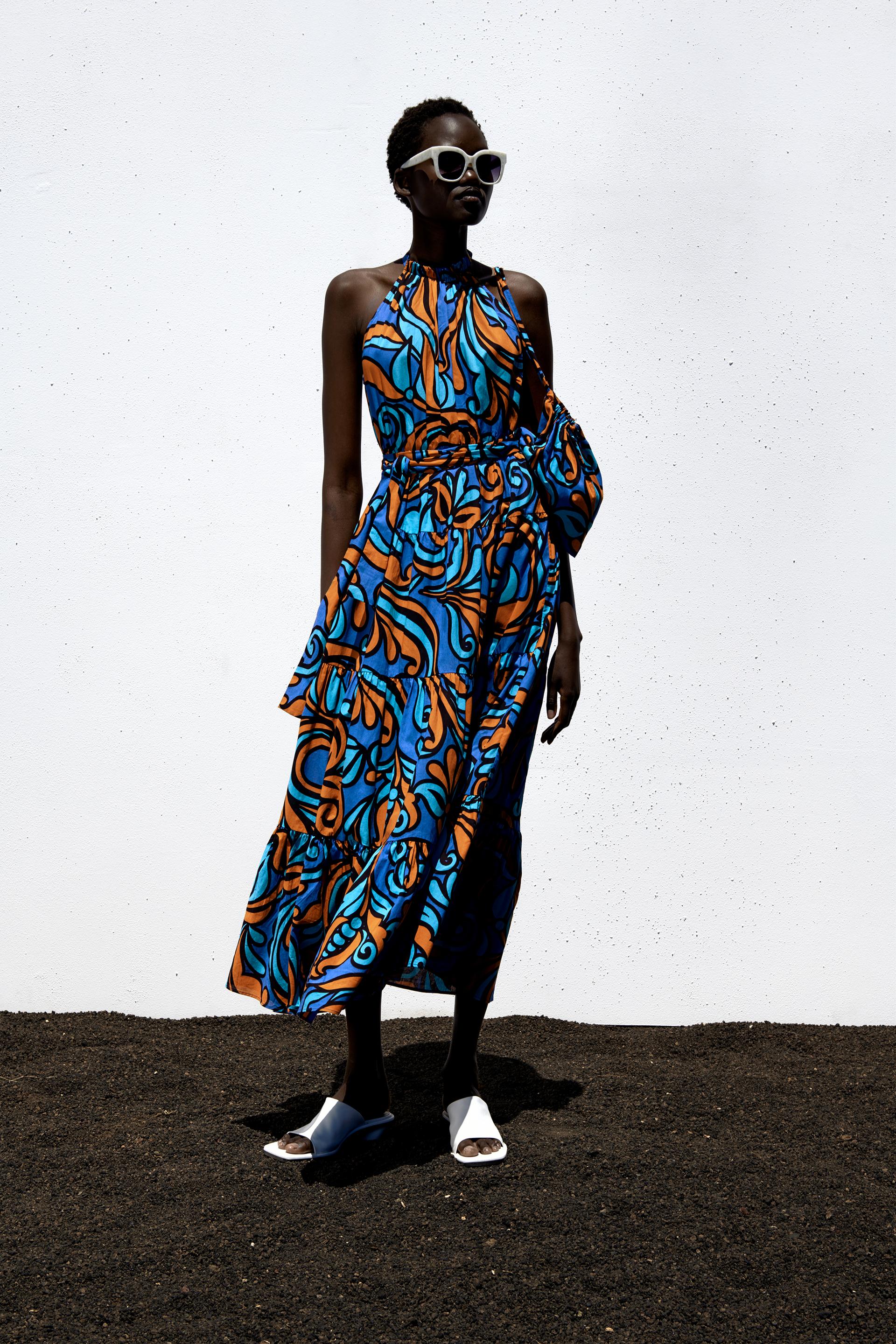 Zara printed dress with handbag Clearance