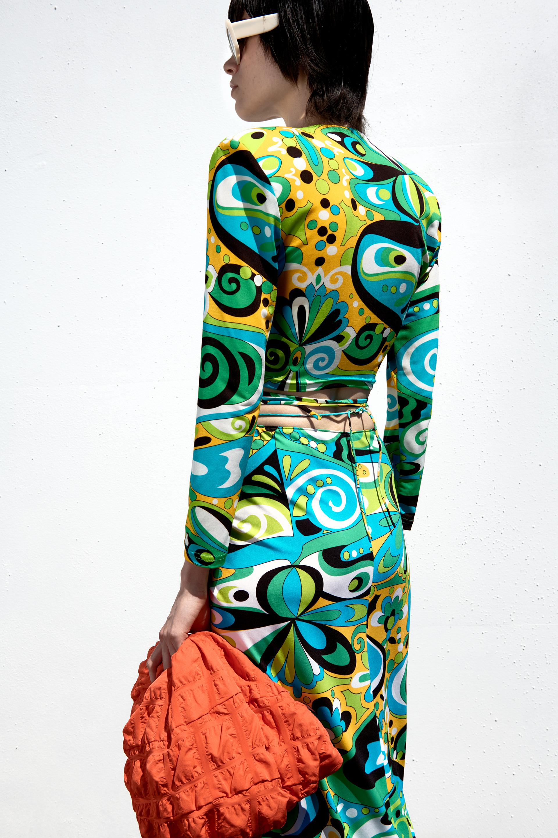 Zara printed crop top with headband Clearance