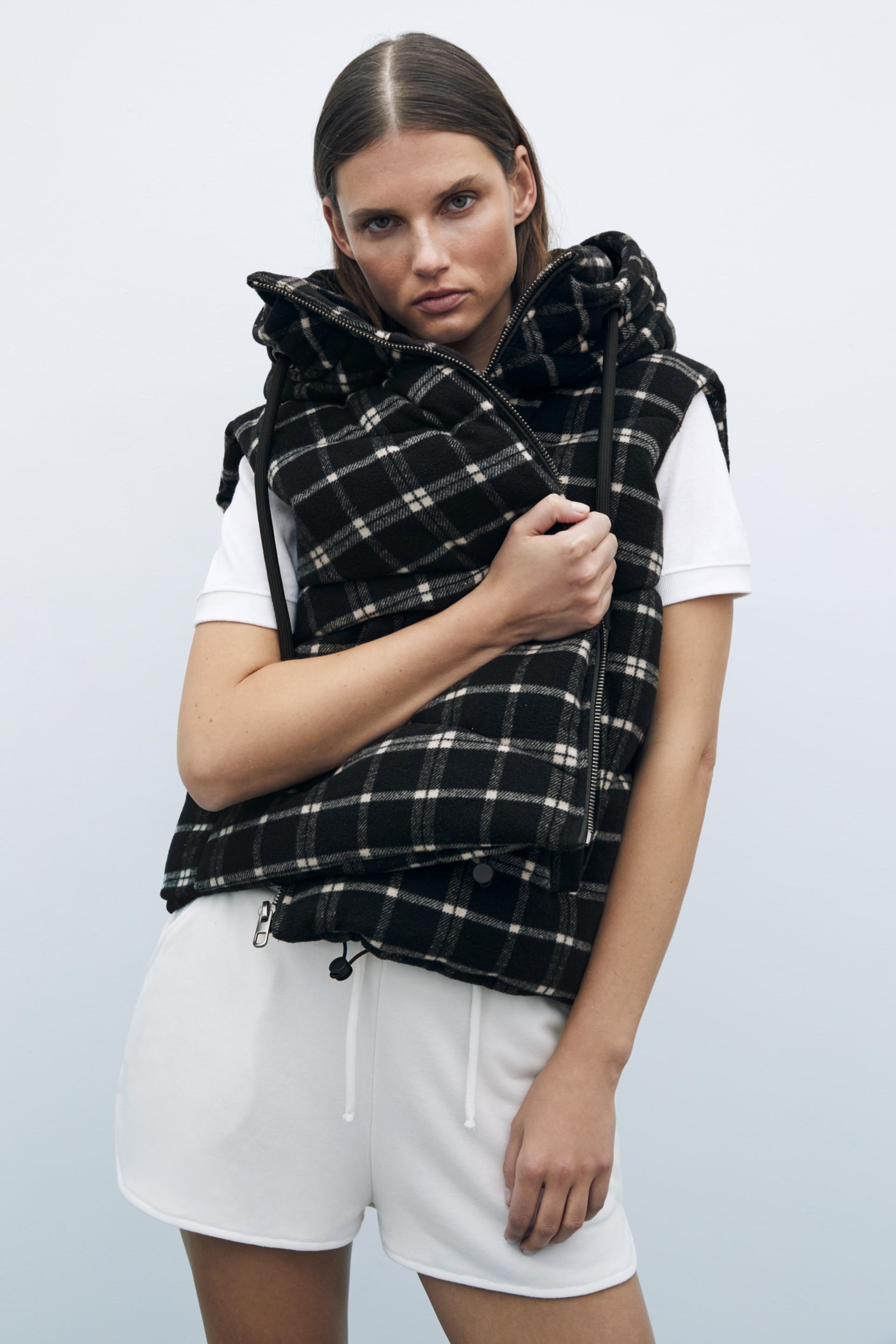 Zara check puffer gilet Clearance